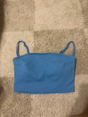 Aerie Ribbed Bandeau Bikini Top Light Blue Size Large